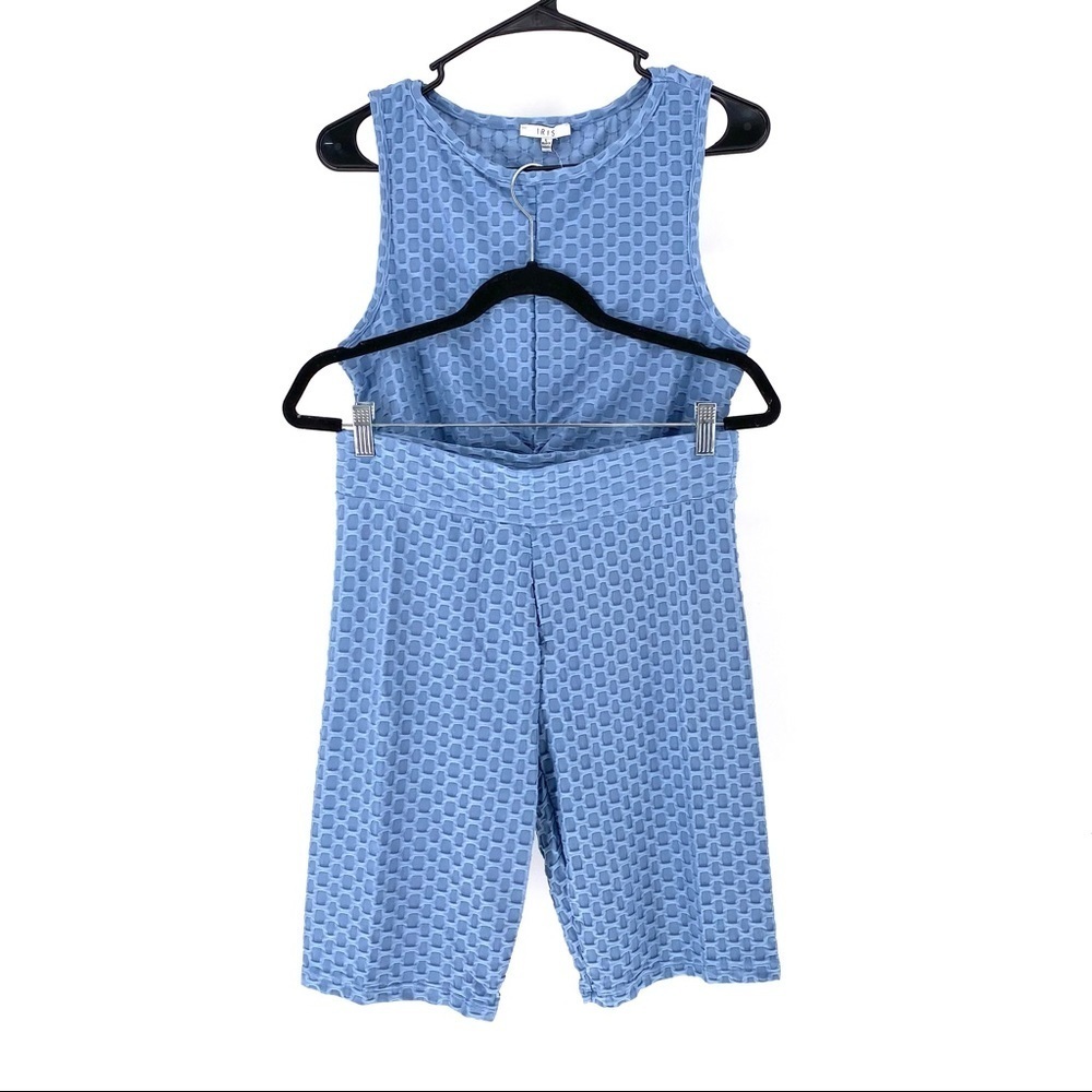 Iris Women Textured Twist Front Tank and Short Set